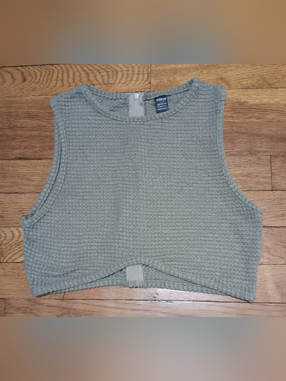 Girl's SHEIN Olive Waffle-Knit Cropped Tank
